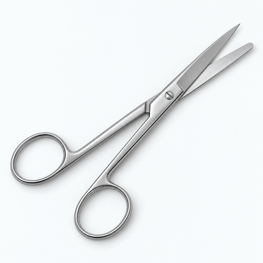 Product view of straight operating scissors